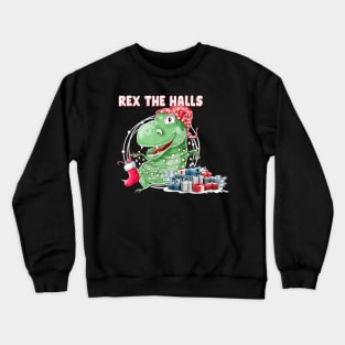 T Rex The Halls Christmas Dinosaur Crewneck Sweatshirt